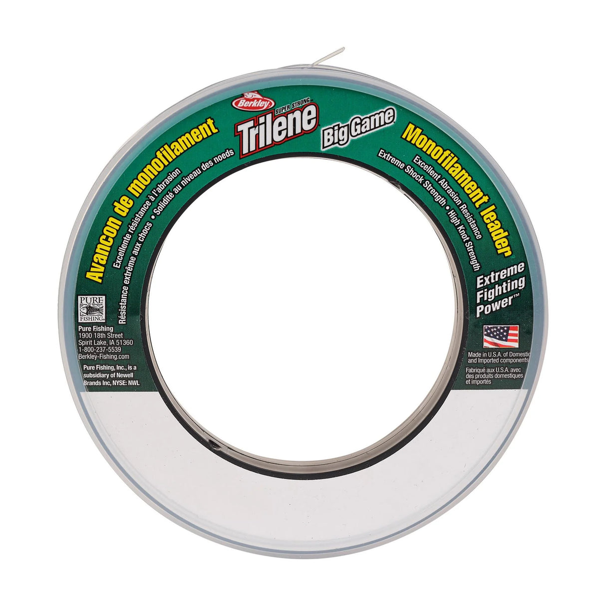 Trilene Big Game fishing line spool on a white background