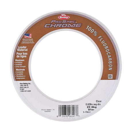Fishing line spool with 'Pro Spec Chrome' branding on a white background