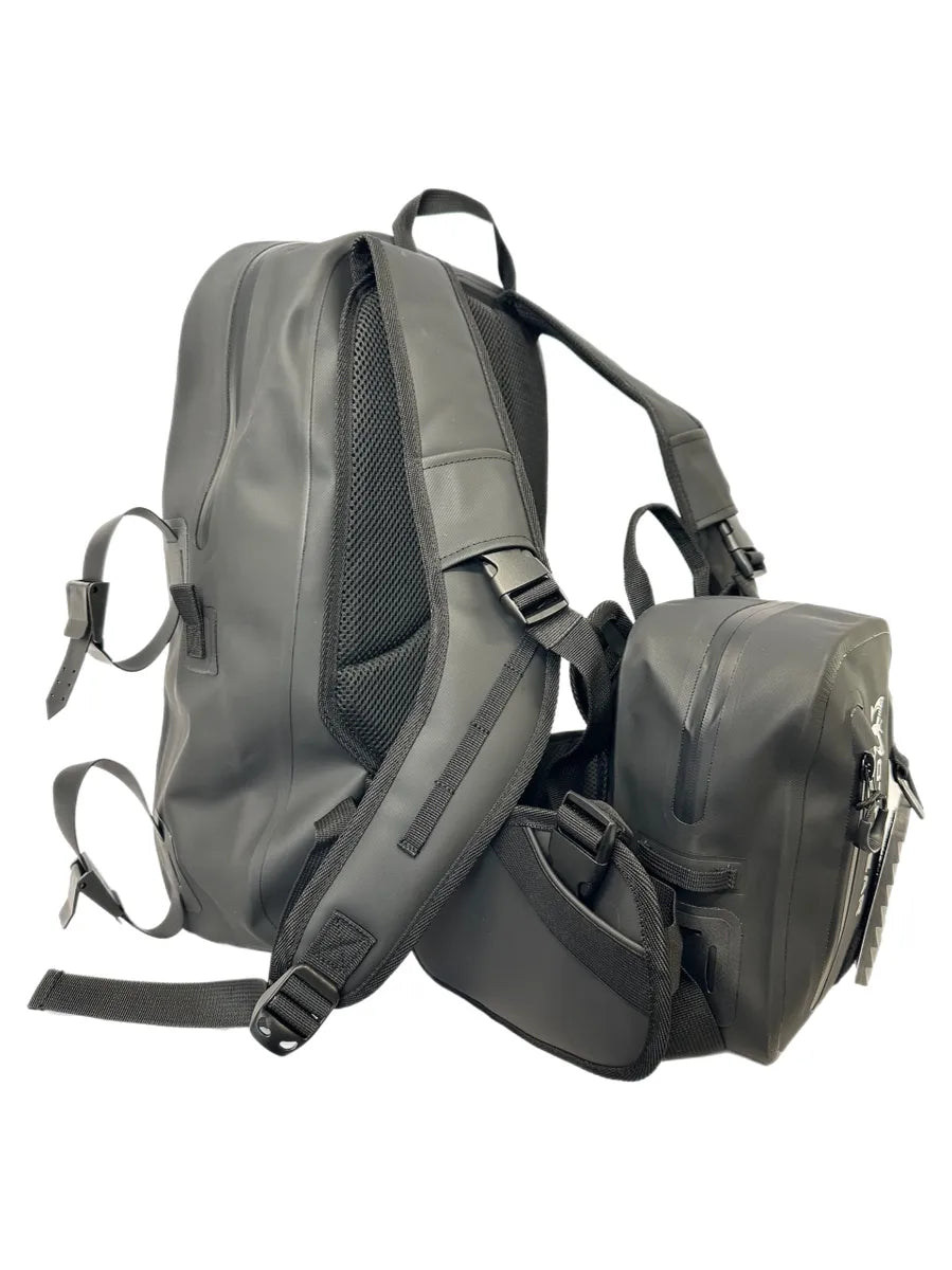 Waterproof fishing backpack, chest pack combo, Black Series fishing gear, 27L backpack, 4L chest pack, versatile tackle storage, durable TPU pack, rod tube straps, fly fishing pack, waterproof combo pack.