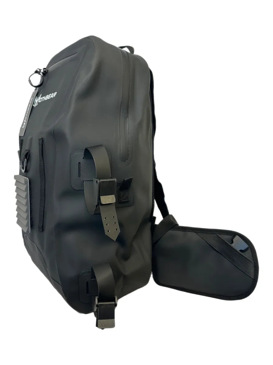 Waterproof fishing backpack, chest pack combo, Black Series fishing gear, 27L backpack, 4L chest pack, versatile tackle storage, durable TPU pack, rod tube straps, fly fishing pack, waterproof combo pack.