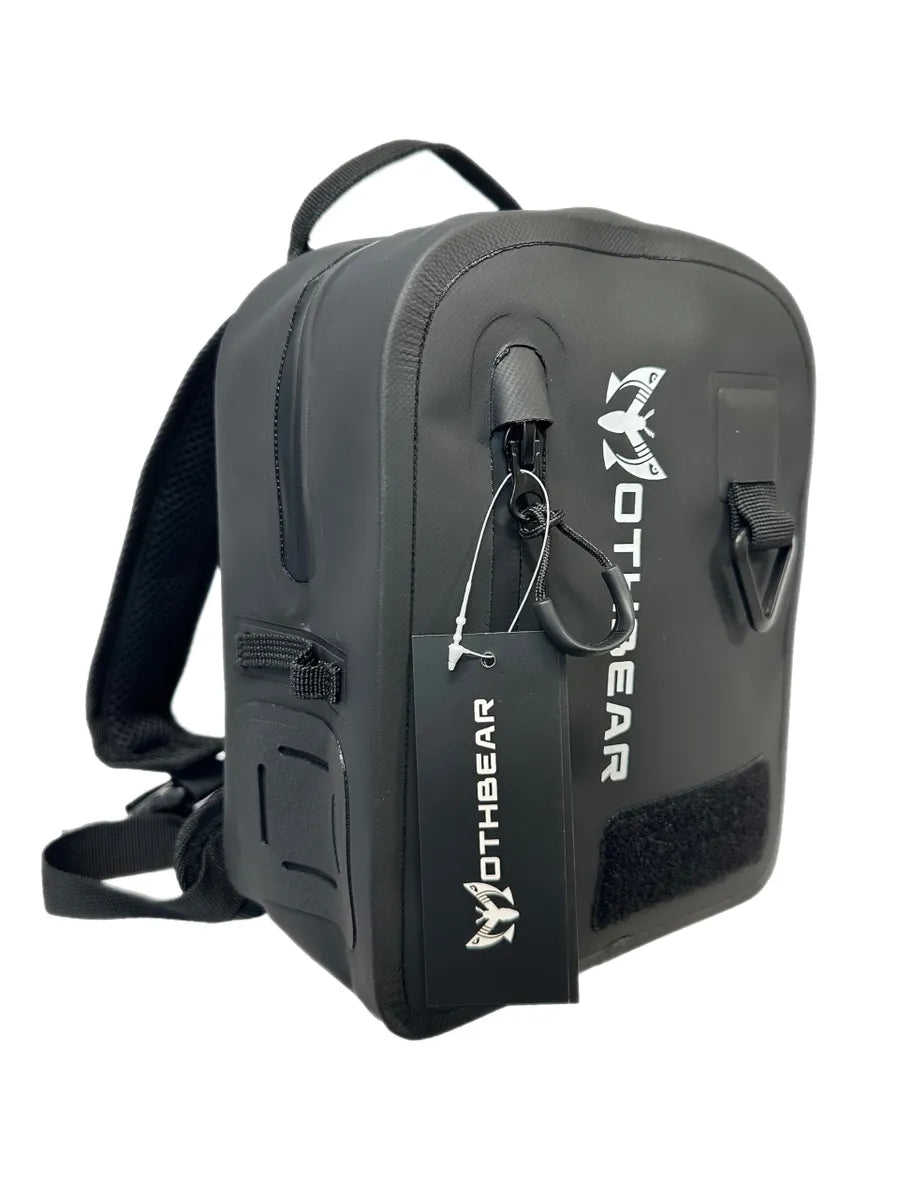 Waterproof chest pack, fly fishing chest pack, wade fishing gear, Black Series fishing bag, 4L fishing pack, net holder attachment, waterproof fishing accessories, durable TPU pack, fishing tackle storage, hands-free fishing pack.