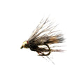 Fishing fly with detailed pattern on a white background