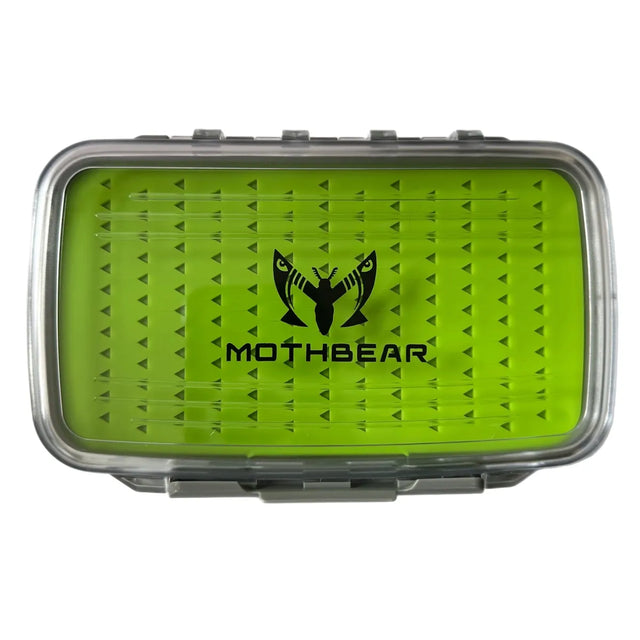 MothBear double-sided silicone fly box, waterproof fly box, silicone fly storage, transparent fly box, double capacity fly box, fly fishing gear storage, durable fly box, fly storage box.
