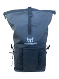 Main image (front view): MothBear Trout Trip 30L roll top waterproof fishing backpack in gray/black.