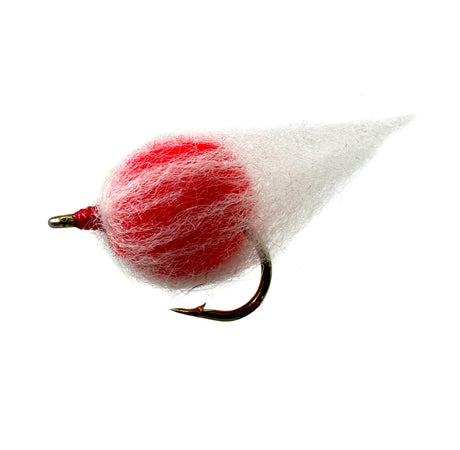 Red Nuke Egg fly fishing lure, size 6, durable egg imitation fly for fishing, barbed hook.