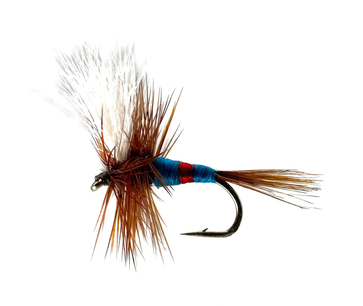Fly fishing, Patriot Dry Fly, Attractor Pattern, Trout Lure, Charles Meck, Barbed Hook, Fly Fishing Gear, Fly Patterns, Fly Tying, Fishing Lures, Trout Fishing, Sizes #12 #14 #16, Dry-Dropper, High Visibility Fly, Riffle Water.
