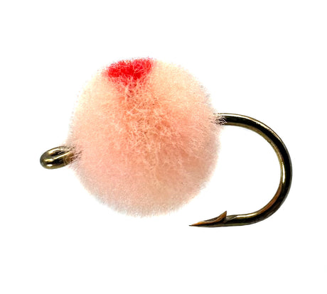 Light Pink egg fly fishing lure, subtle egg pattern for wary fish, barbed hook.