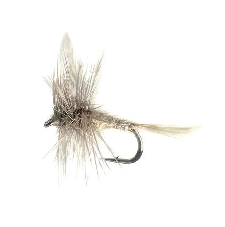 Sulphur Dun dry fly in size #16, a classic mayfly pattern for targeting selective trout during late spring and early summer evening hatches. Realistic and highly effective.