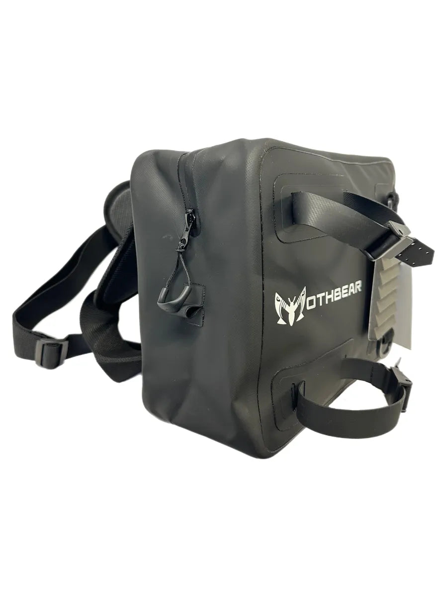 Waterproof lumbar pack, fishing sling pack, Black Series fishing gear, 6.75L fishing bag, waterproof hip pack, fly fishing pack, side sling bag, durable TPU pack, rod holder fishing bag, net loop attachment.