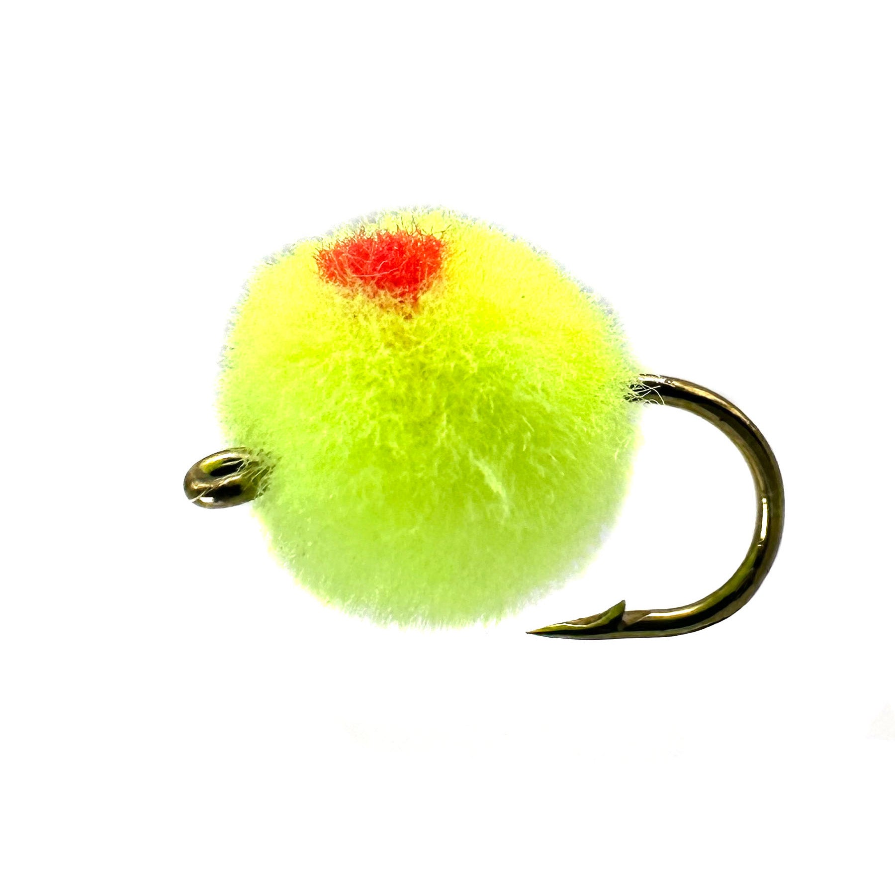 Yellow egg fly fishing lure, durable fishing fly for targeting egg-eating species, barbed hook.